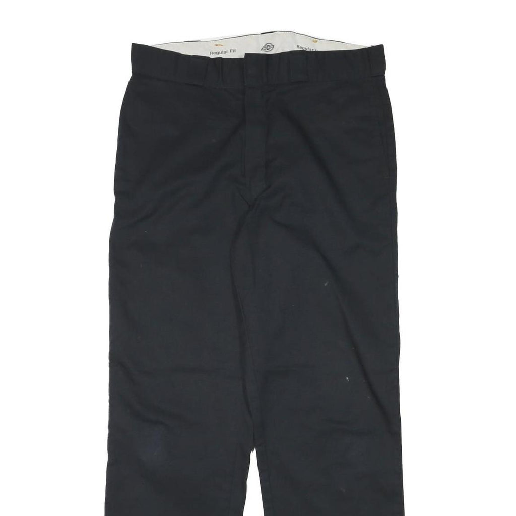 DICKIES Mens Cotton Blend Black Regular Fit Straight Leg Trousers W32 L30