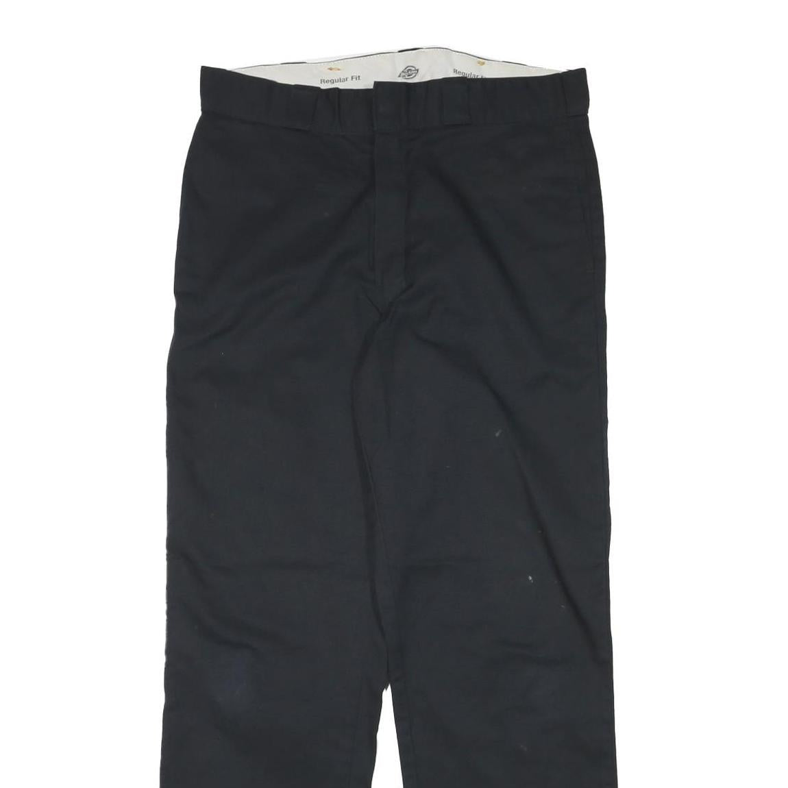 DICKIES Mens Cotton Blend Black Regular Fit Straight Leg Trousers W32 L30