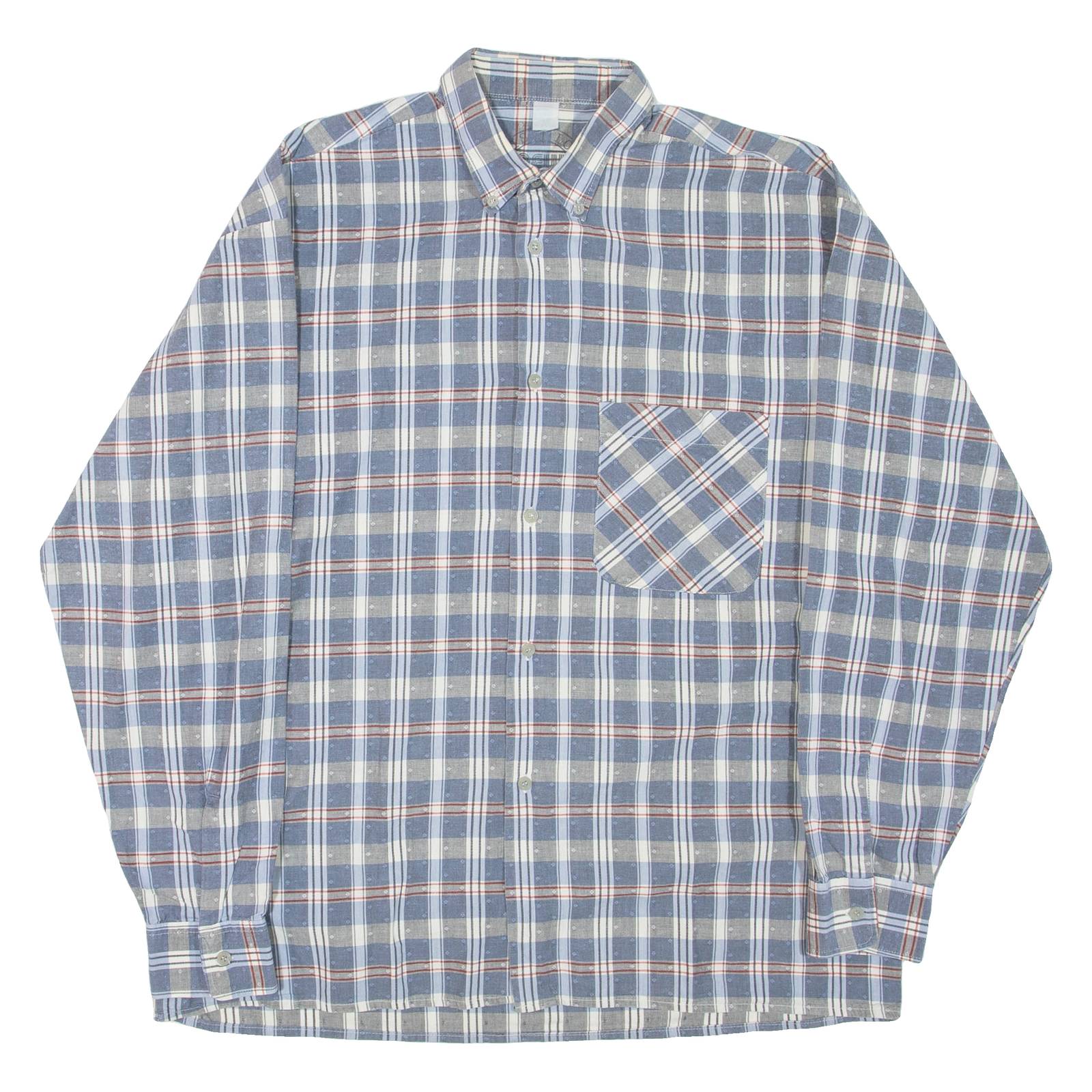 NEW WAVE Mens Shirt Blue Check Long Sleeve L