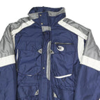 SUN SET Mens Blue & Grey Colourblock Outdoor Jacket XL Polyester Blend Zip