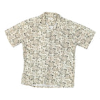 CAMPIA Mens Beige & Green Patterned Cotton Shirt M Casual Summer Beachwear