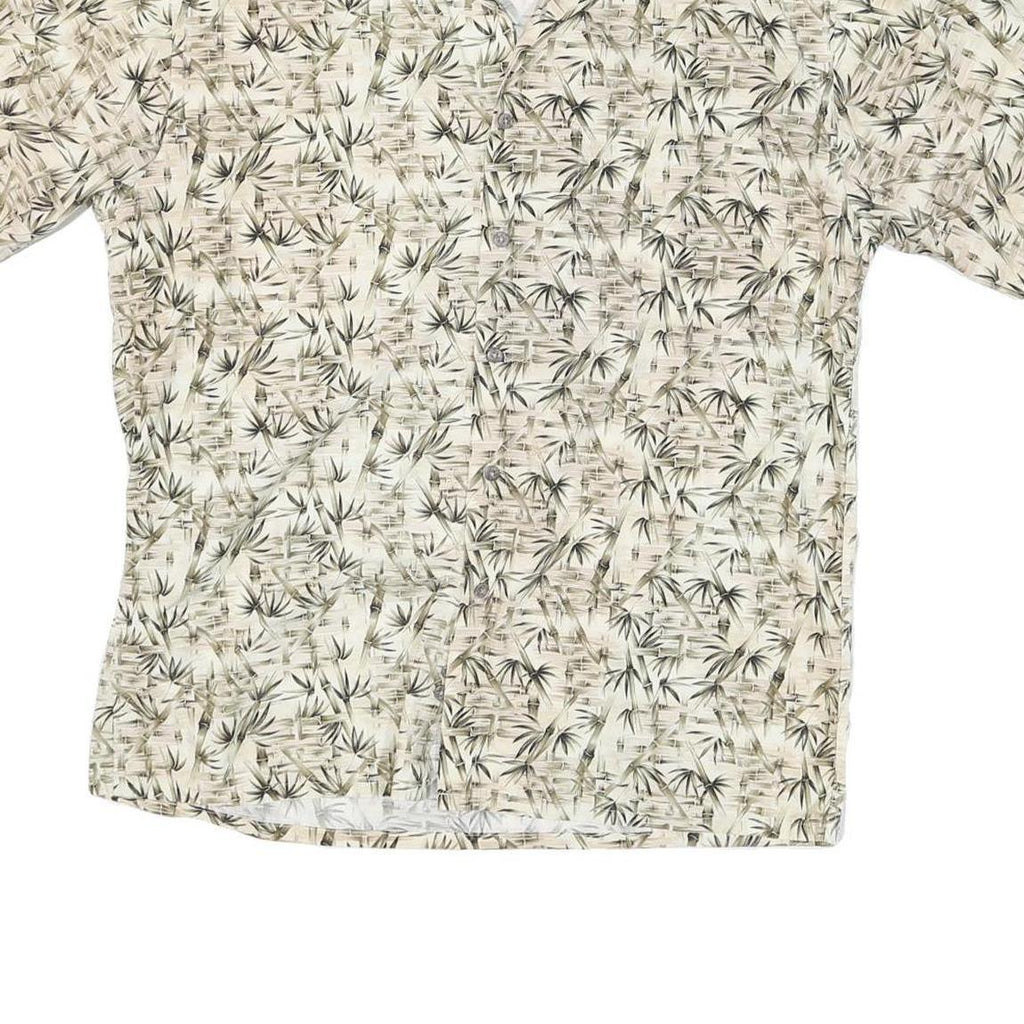 CAMPIA Mens Beige & Green Patterned Cotton Shirt M Casual Summer Beachwear