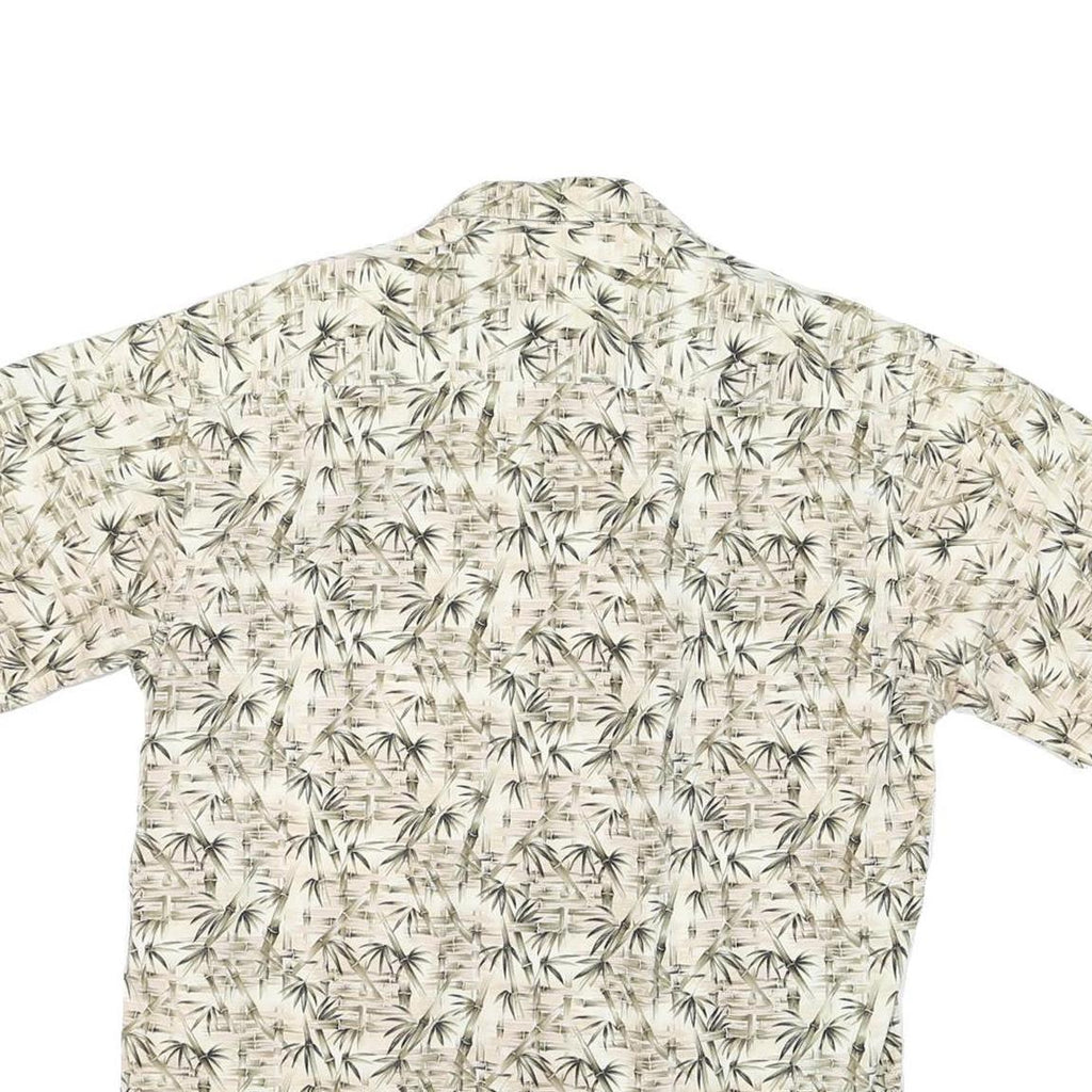 CAMPIA Mens Beige & Green Patterned Cotton Shirt M Casual Summer Beachwear
