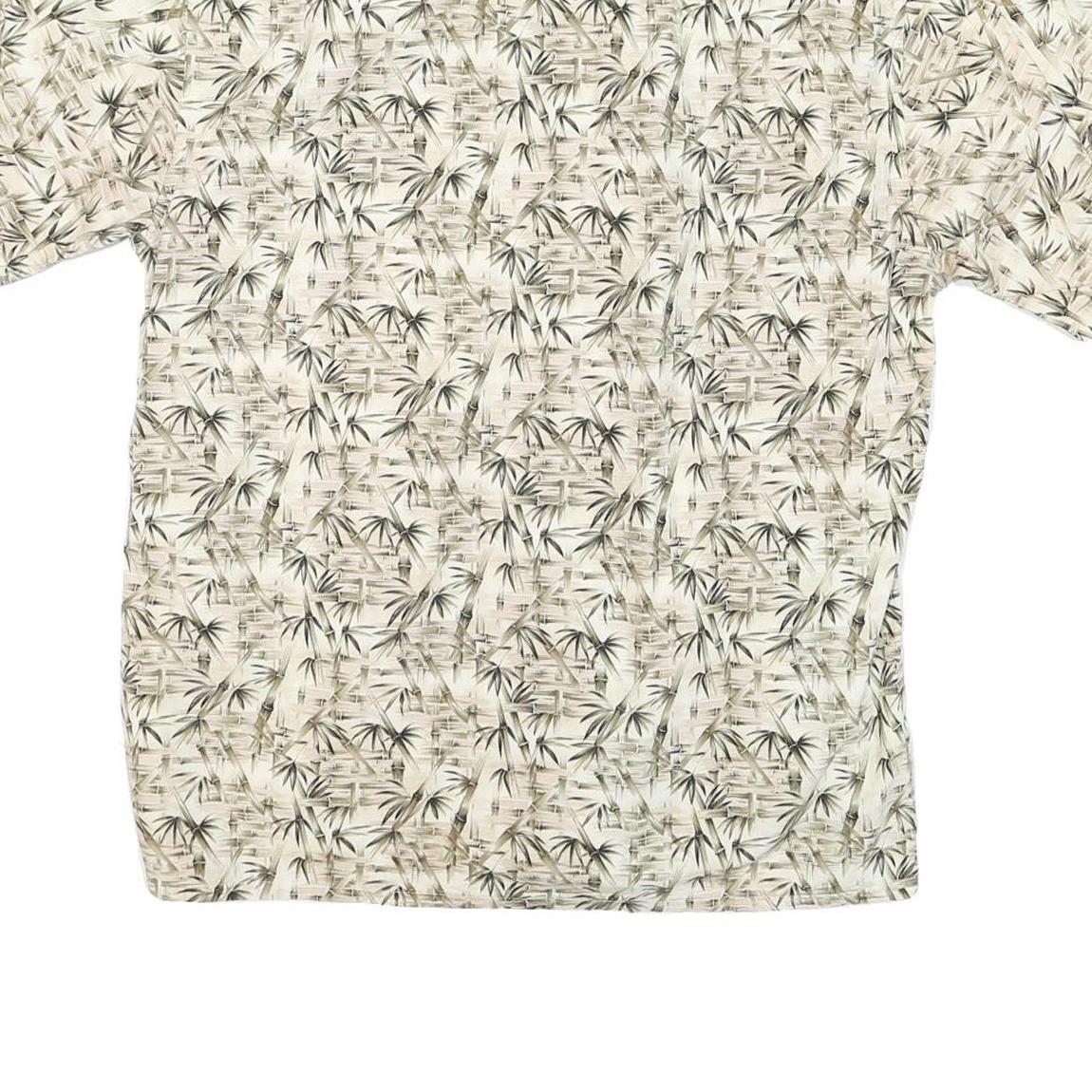 CAMPIA Mens Beige & Green Patterned Cotton Shirt M Casual Summer Beachwear