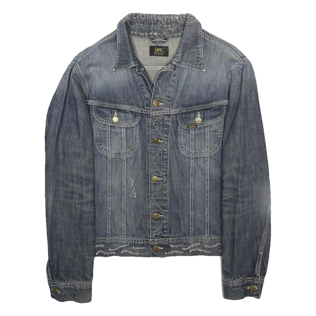 LEE Mens Blue Denim Jacket L Cotton Blend Button Closure Casual Classic Fit