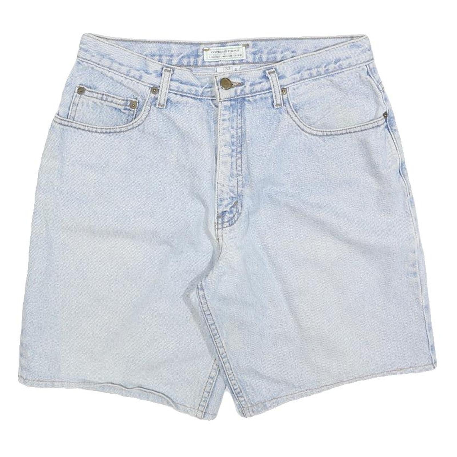 GUESS Mens Shorts Blue Cotton Casual M W33 Denim Light Wash