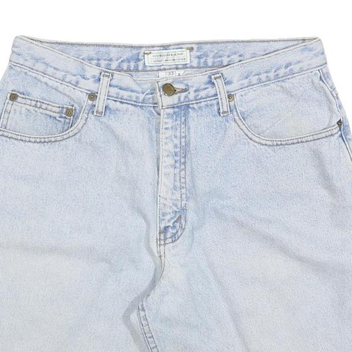 GUESS Mens Shorts Blue Cotton Casual M W33 Denim Light Wash