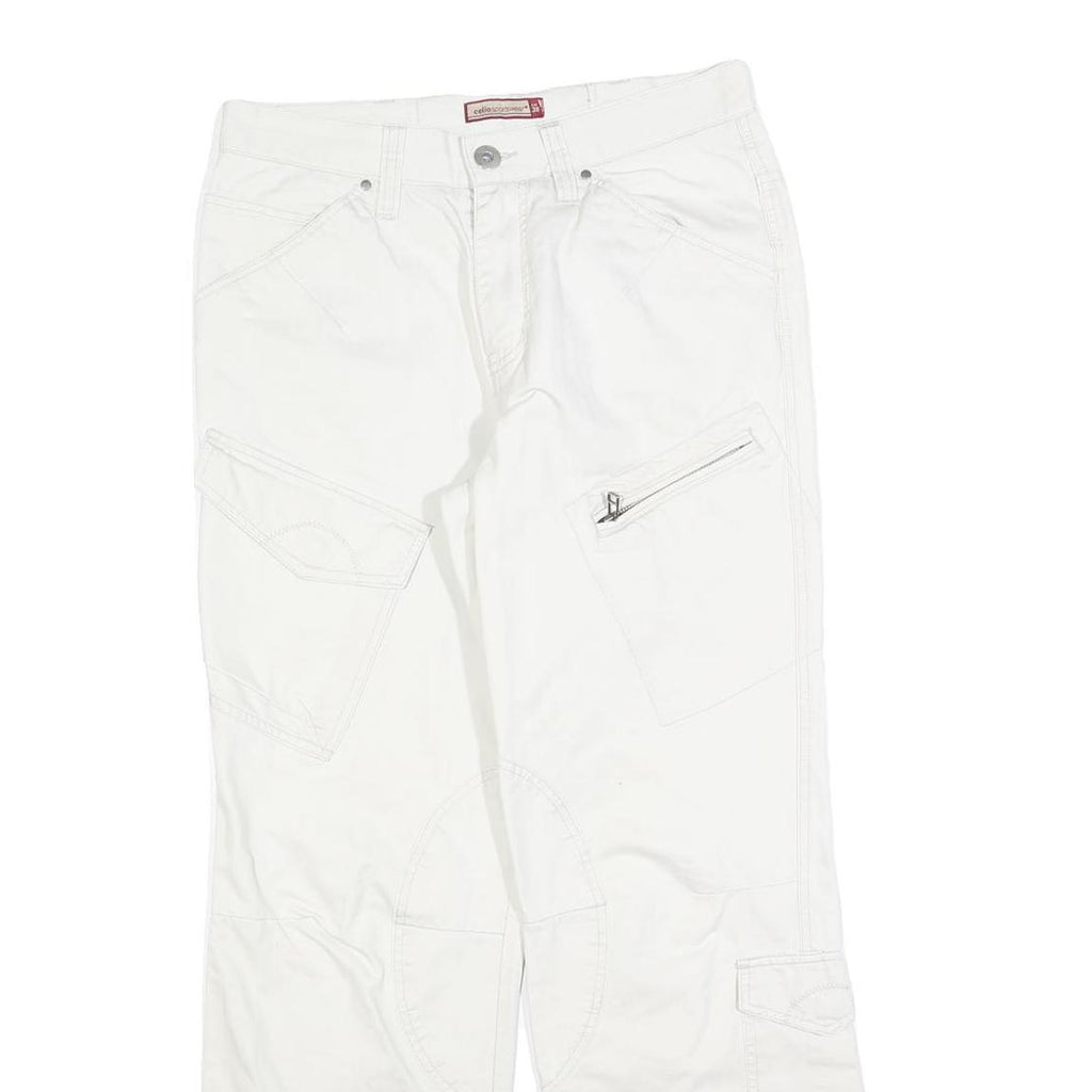 CELIO SPORTSWEAR Womens Cotton Blend White Regular Fit Straight Trousers W30 L30