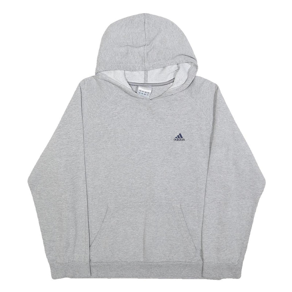 ADIDAS Mens Grey Pullover Hoodie S Casual Cotton Blend Lightweight
