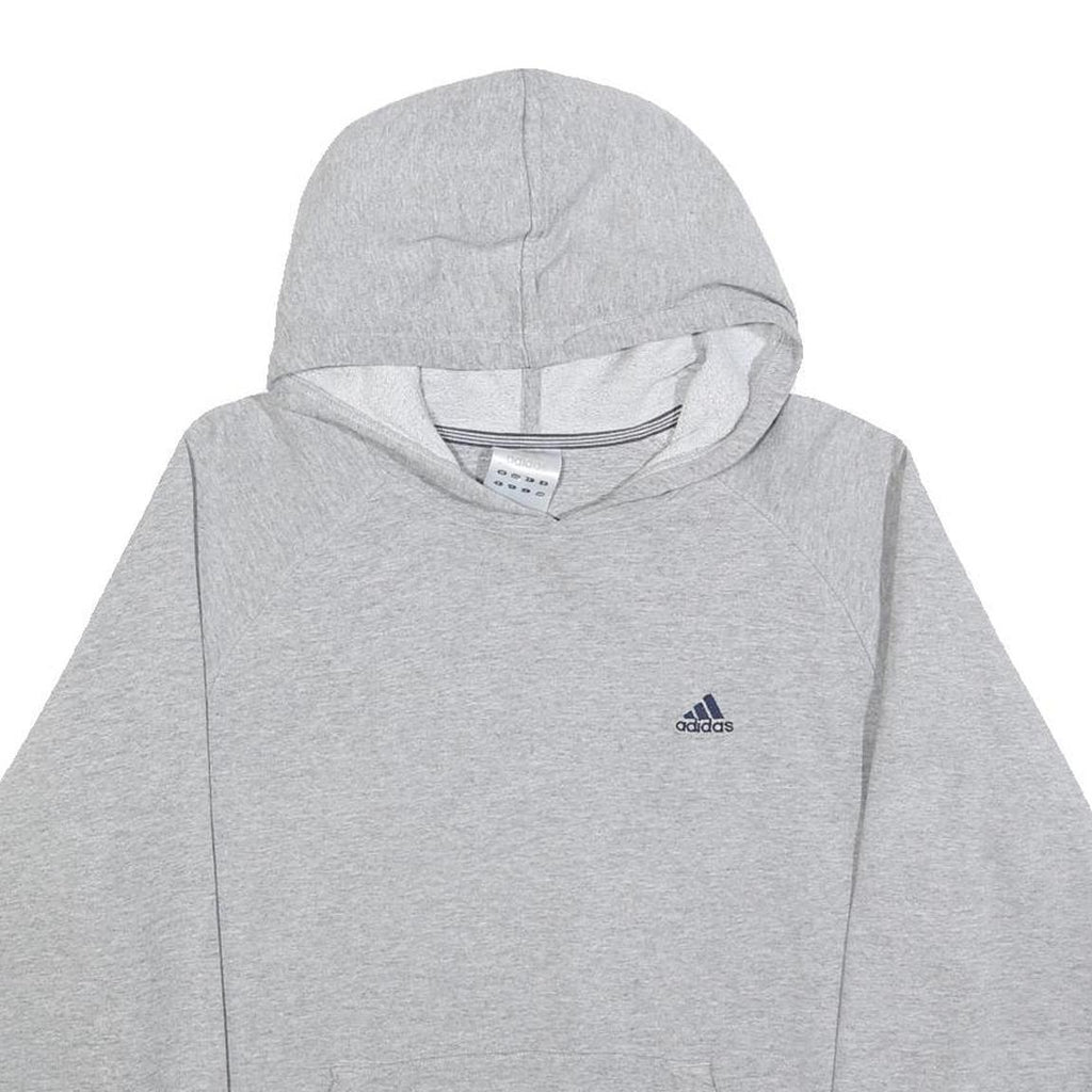 ADIDAS Mens Grey Pullover Hoodie S Casual Cotton Blend Lightweight