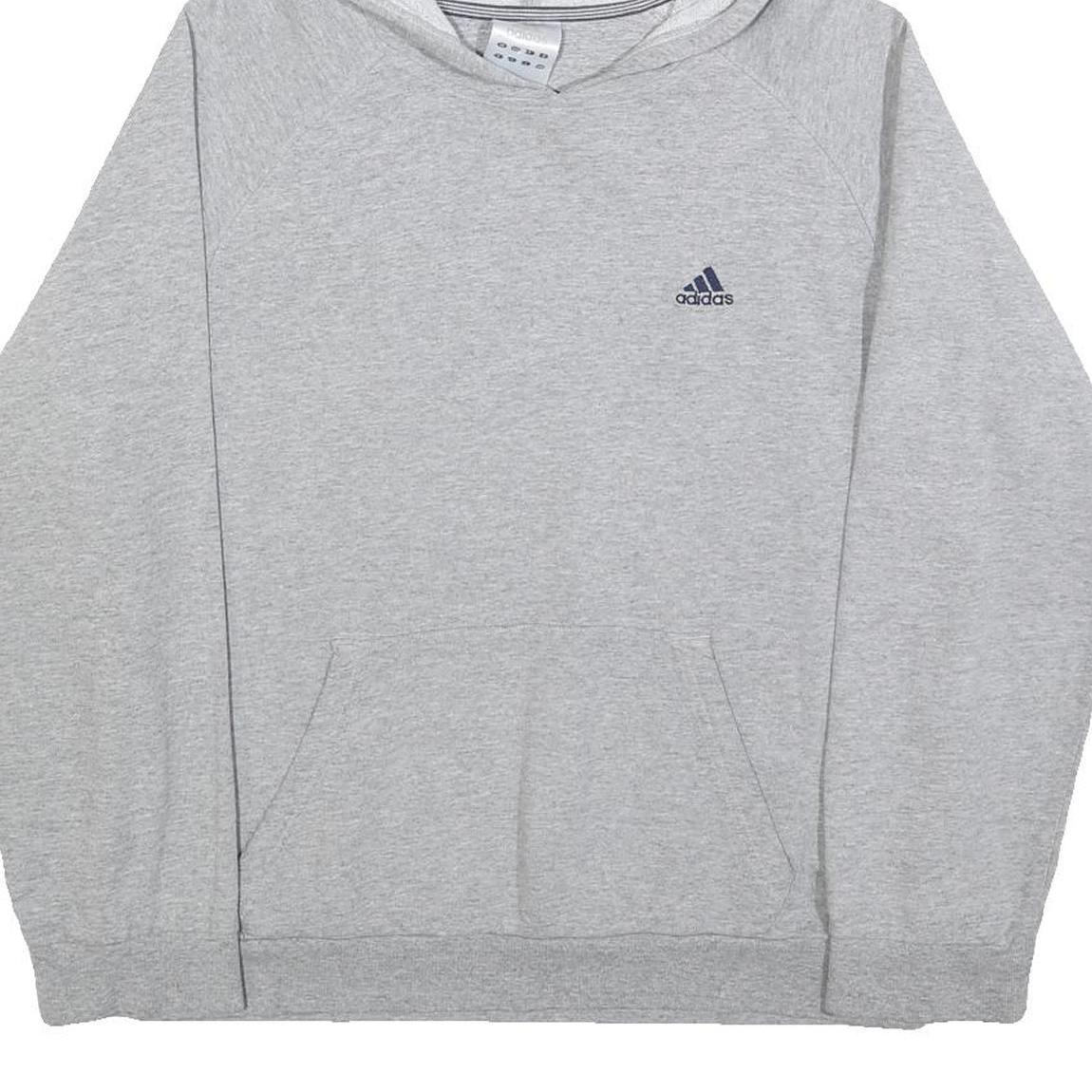 ADIDAS Mens Grey Pullover Hoodie S Casual Cotton Blend Lightweight