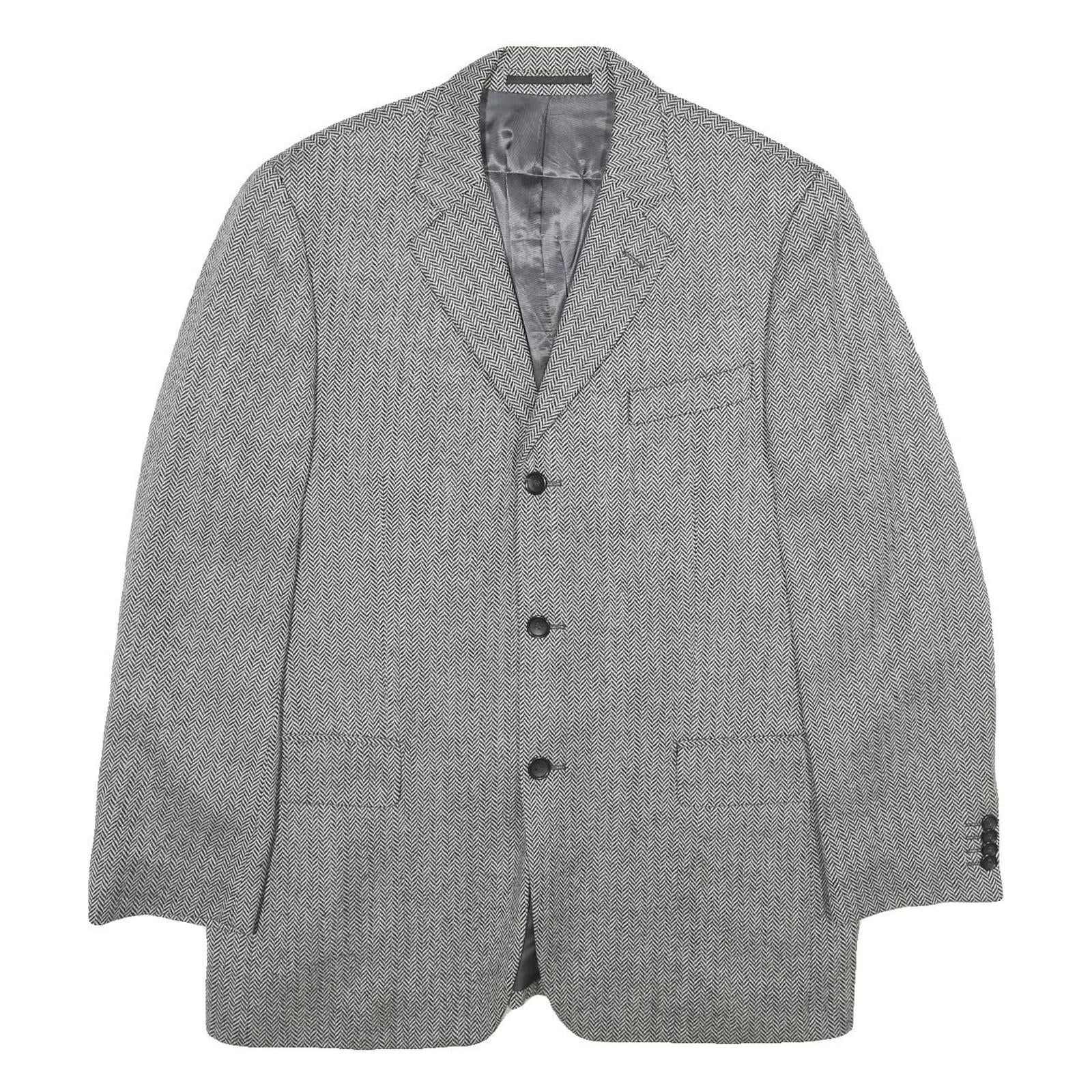 LANIFICIO CAMPORE Mens Grey Wool Blend Classic Jacket XL Woven Button Formal