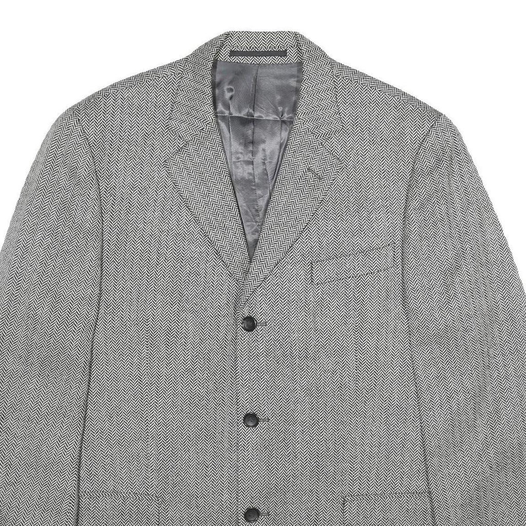 LANIFICIO CAMPORE Mens Grey Wool Blend Classic Jacket XL Woven Button Formal