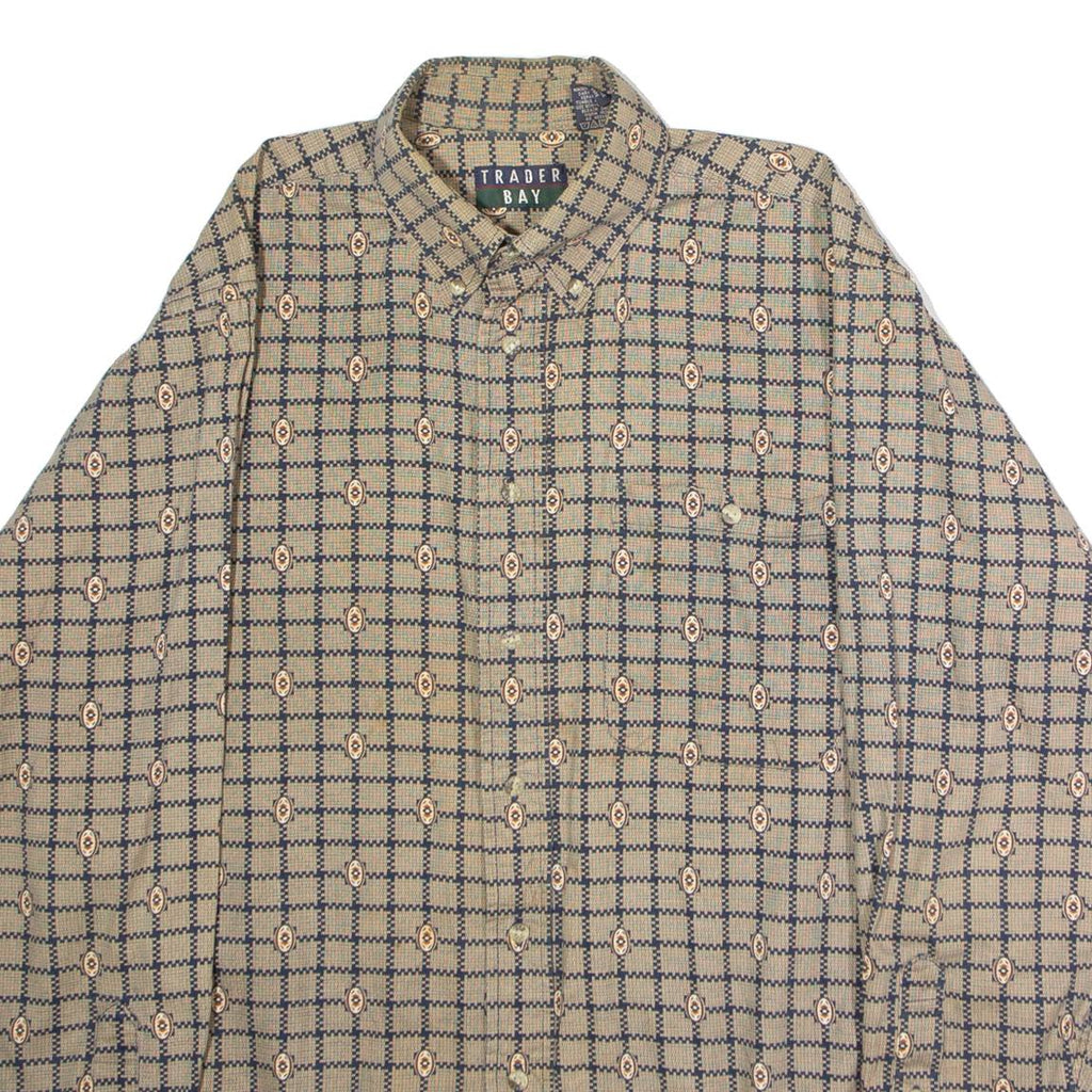 TRADER BAY Mens Shirt Gold 90s Check Long Sleeve M