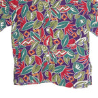 Womens Purple & Red Printed Button Shirt Short Sleeve L Polyester Blend Casual