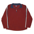 TOMMY HILFIGER Mens Red Pullover Patterned Quarter Zip Jumper L Sports Casual