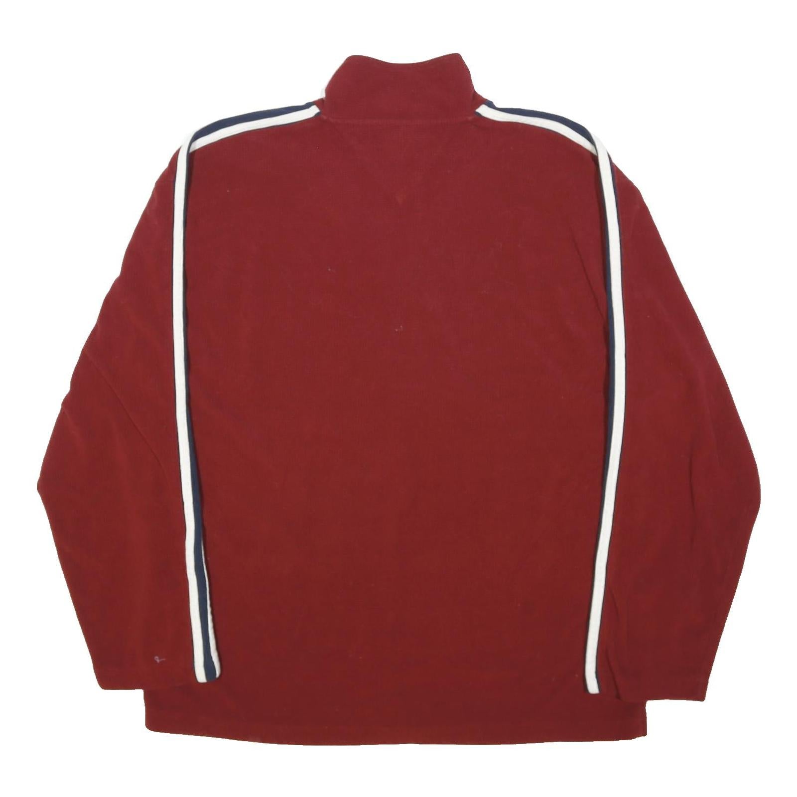 TOMMY HILFIGER Mens Red Pullover Patterned Quarter Zip Jumper L Sports Casual