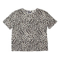 M&S Womens Cream & Brown Leopard Print Basic Top Short Sleeve Round Neck UK 12