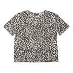 M&S Womens Cream & Brown Leopard Print Basic Top Short Sleeve Round Neck UK 12