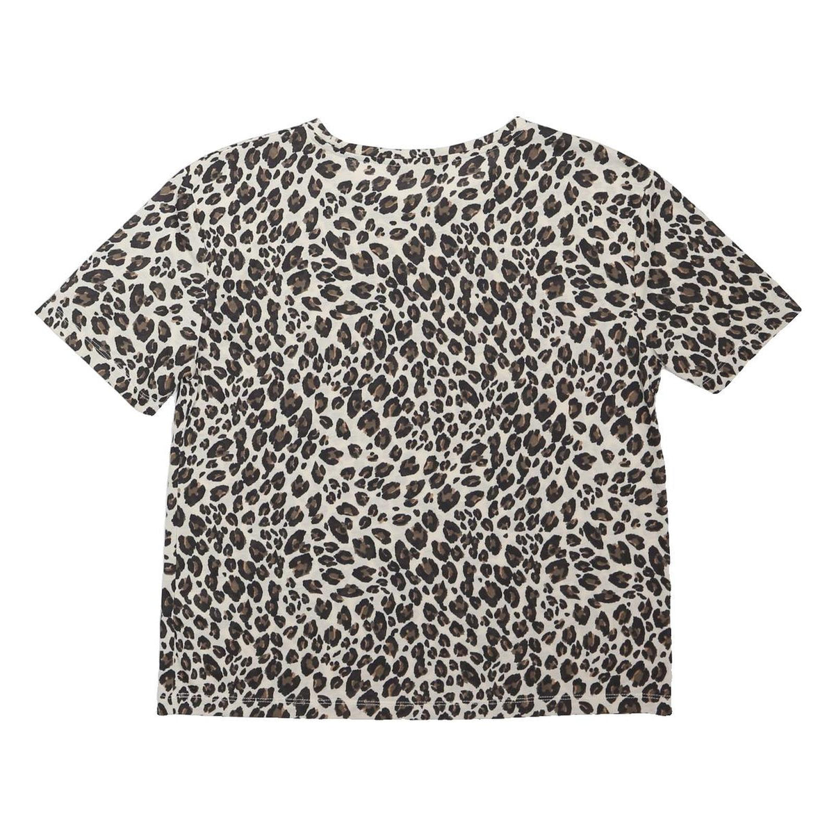 M&S Womens Cream & Brown Leopard Print Basic Top Short Sleeve Round Neck UK 12