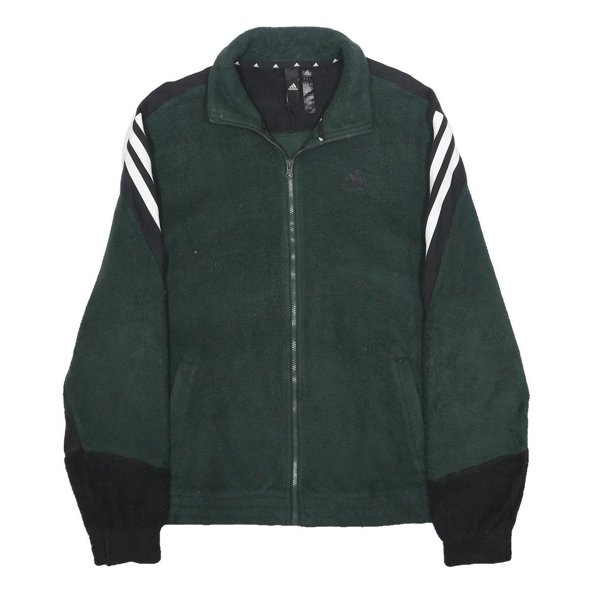 ADIDAS Mens Green & Black Track Jacket M Polyester Zip Casual Sportswear