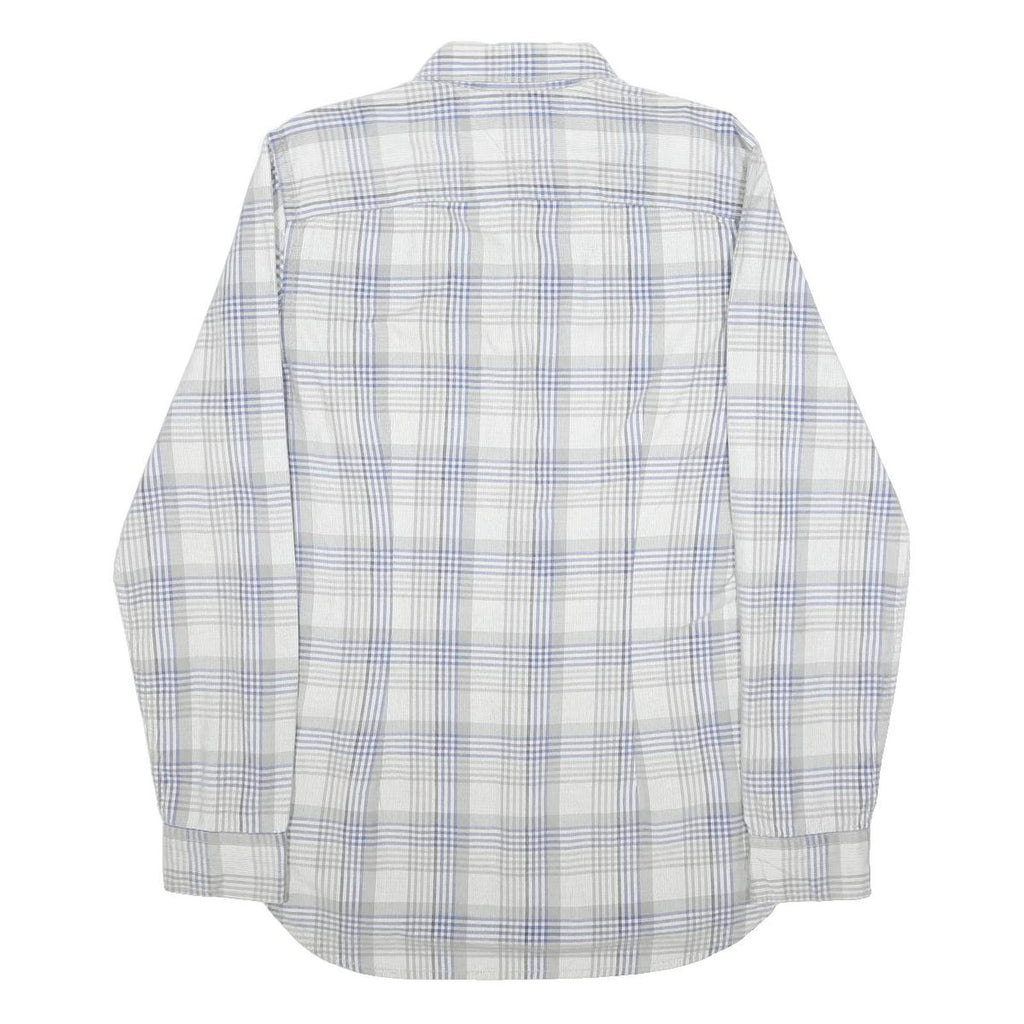 TOMMY HILFIGER Mens Blue & Grey Check Shirt M Classic Cotton Long Sleeve Casual