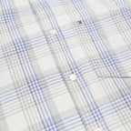 TOMMY HILFIGER Mens Blue & Grey Check Shirt M Classic Cotton Long Sleeve Casual