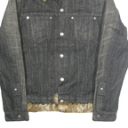 LEVI'S Womens Black Denim Faux Fur Collar Cotton Jacket S Plain Button