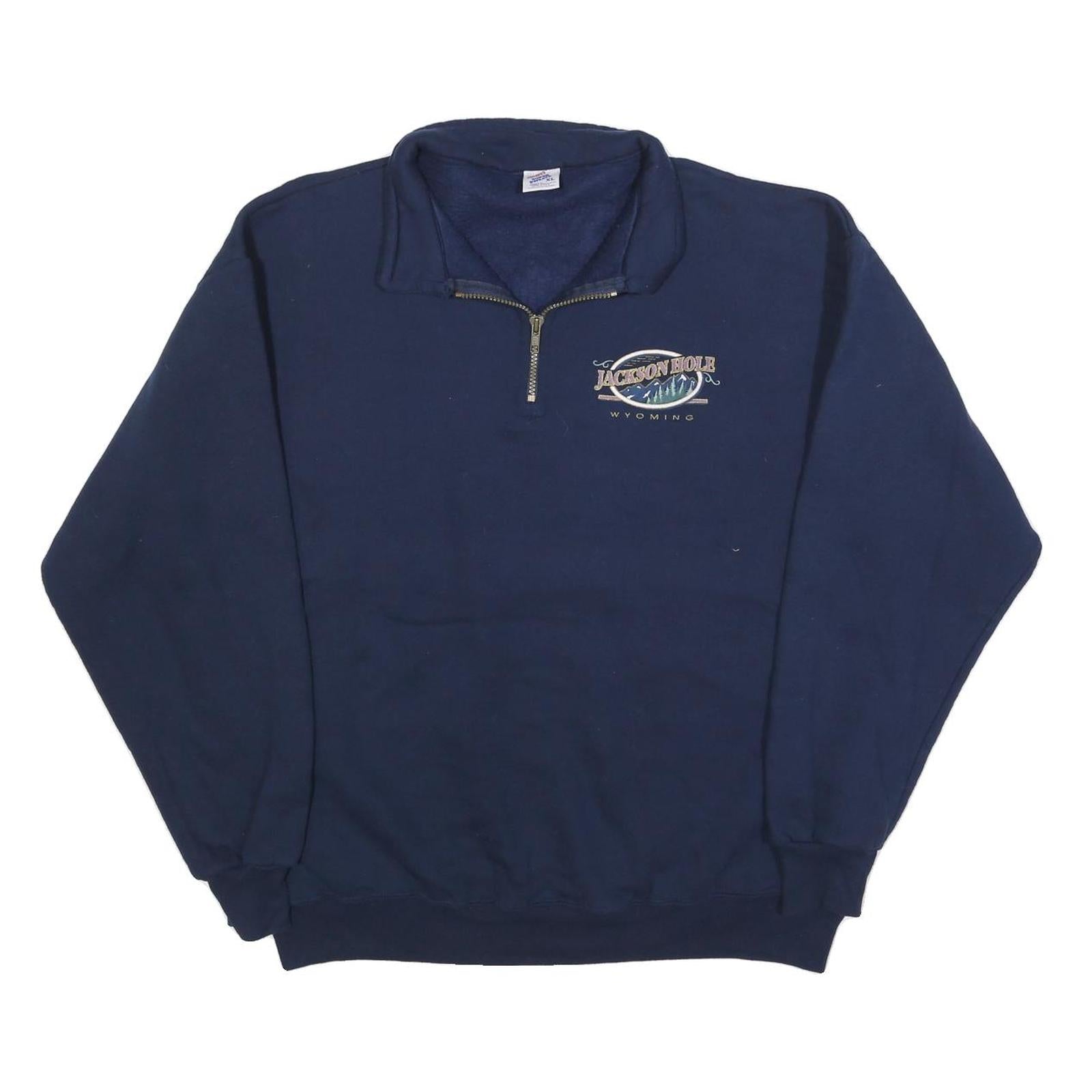 JERZEES Mens Blue Jackson Hole Wyoming Collared XL Cotton Blend Sweatshirt