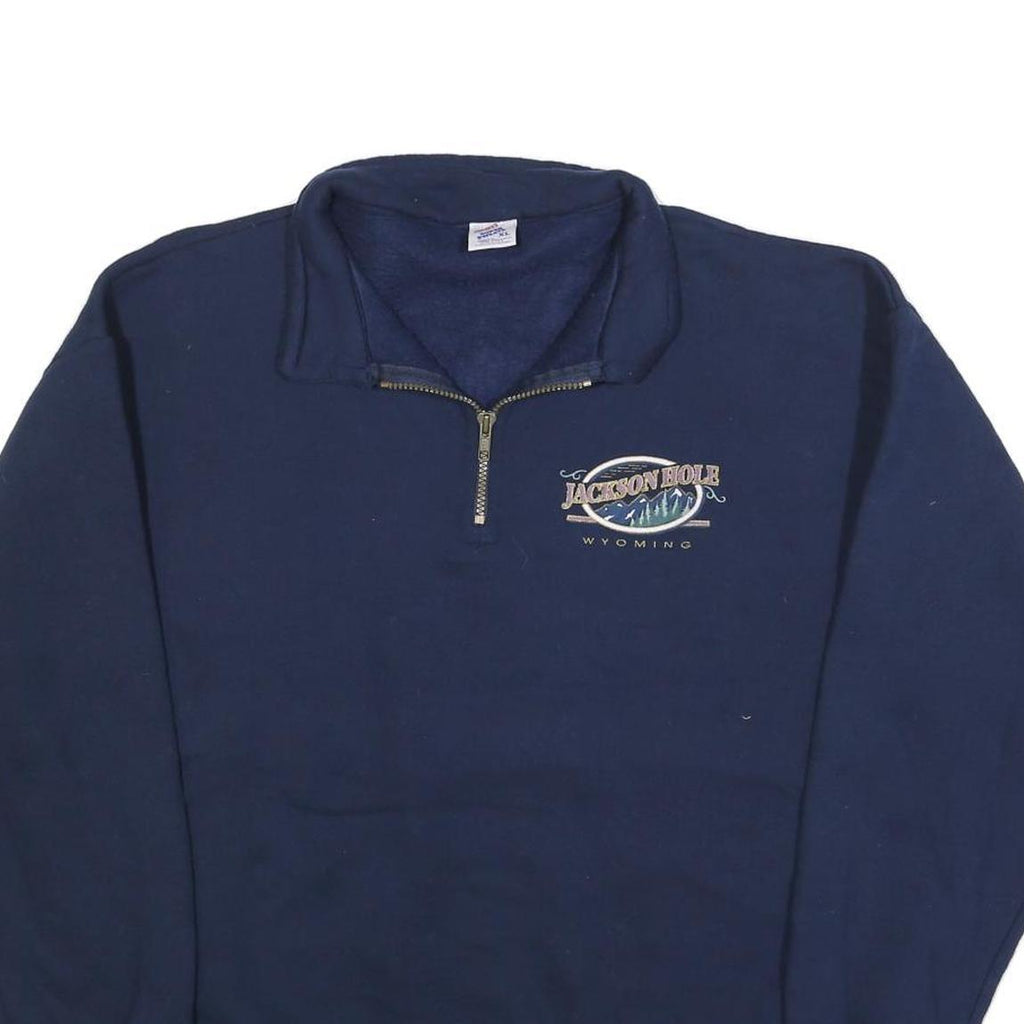 JERZEES Mens Blue Jackson Hole Wyoming Collared XL Cotton Blend Sweatshirt