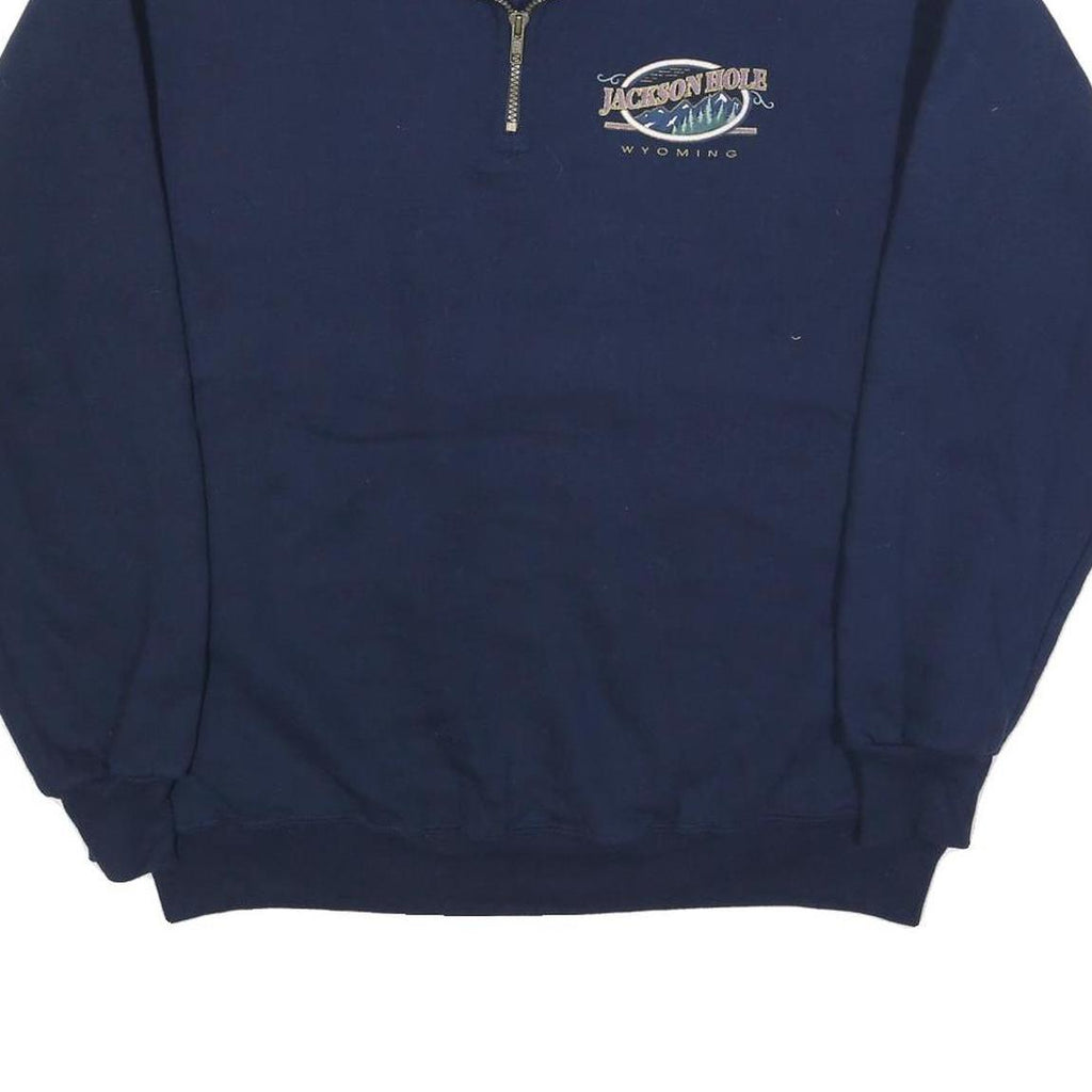 JERZEES Mens Blue Jackson Hole Wyoming Collared XL Cotton Blend Sweatshirt