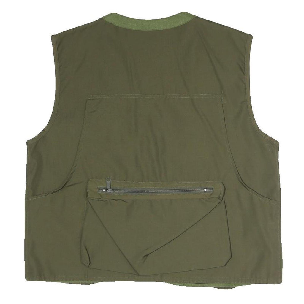 CORMORAN Mens Green & Olive Outdoor Waistcoat L Polyester Blend Woven Plain Zip