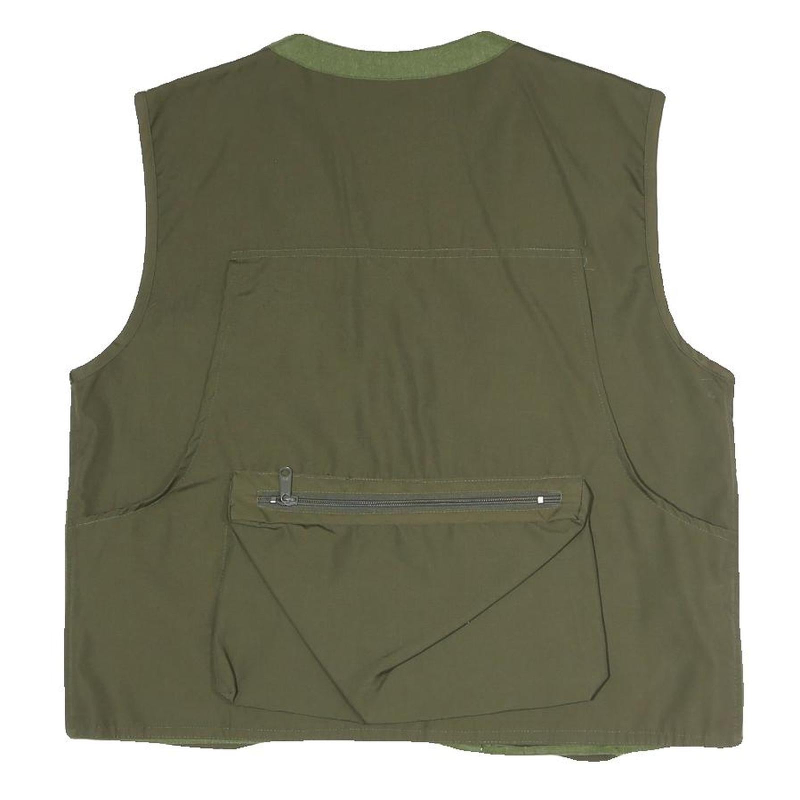 CORMORAN Mens Green & Olive Outdoor Waistcoat L Polyester Blend Woven Plain Zip