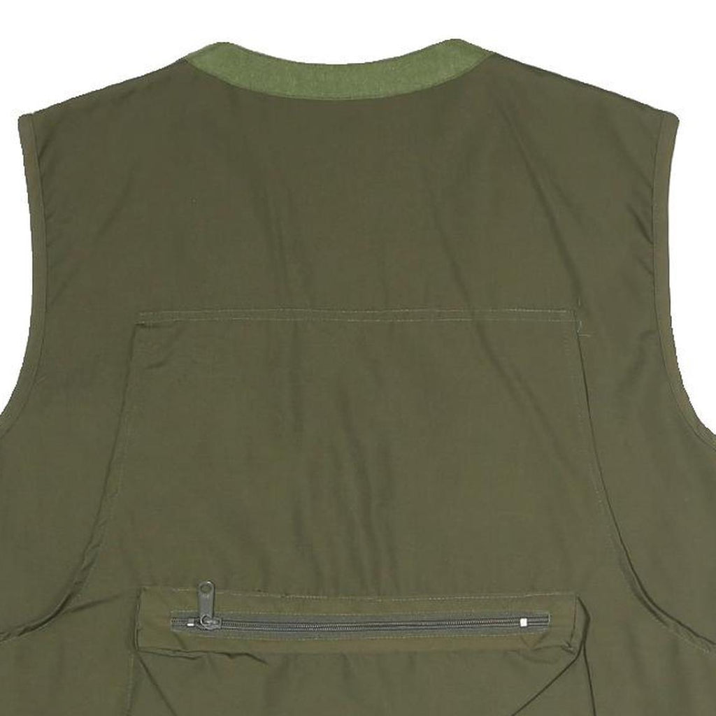 CORMORAN Mens Green & Olive Outdoor Waistcoat L Polyester Blend Woven Plain Zip