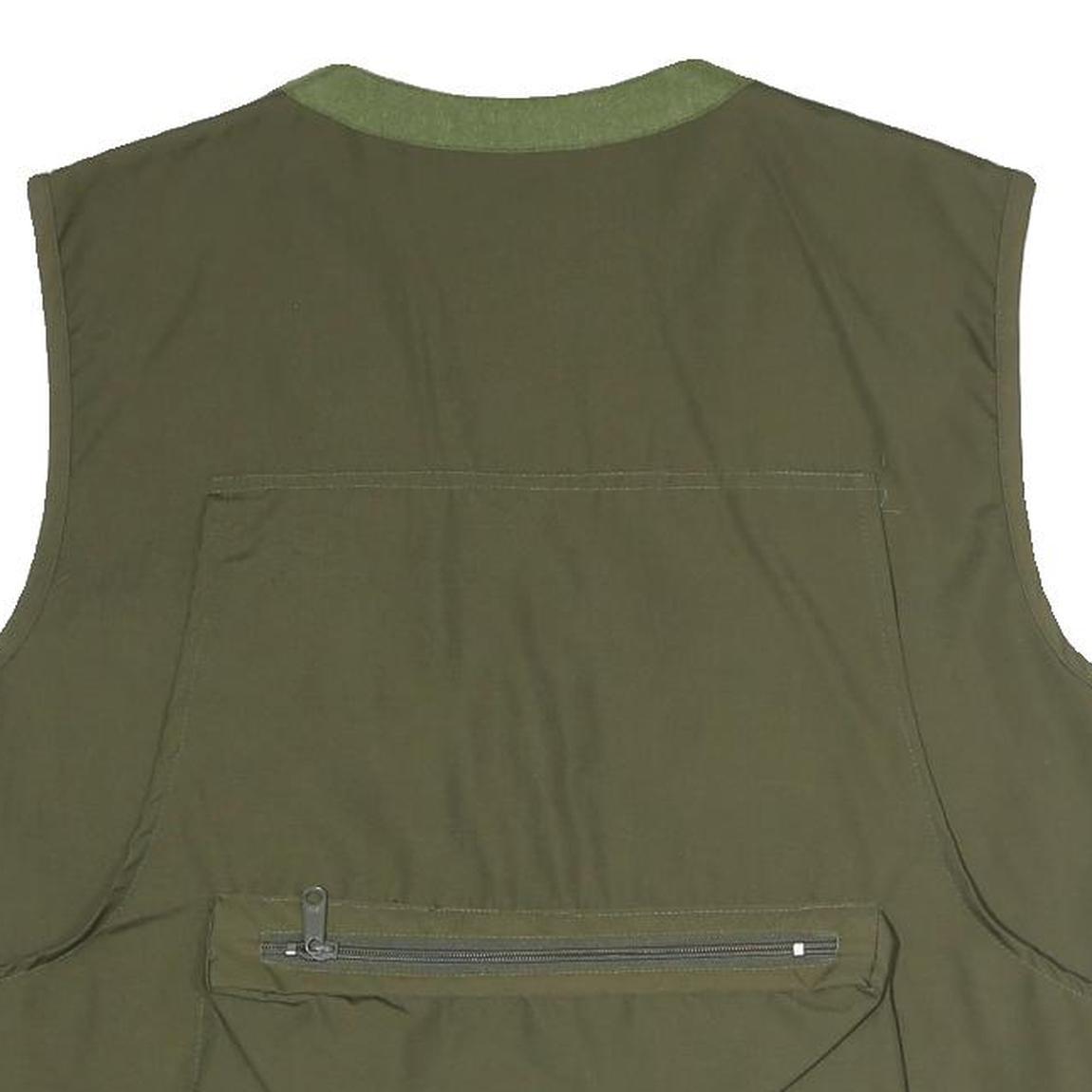 CORMORAN Mens Green & Olive Outdoor Waistcoat L Polyester Blend Woven Plain Zip