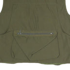 CORMORAN Mens Green & Olive Outdoor Waistcoat L Polyester Blend Woven Plain Zip