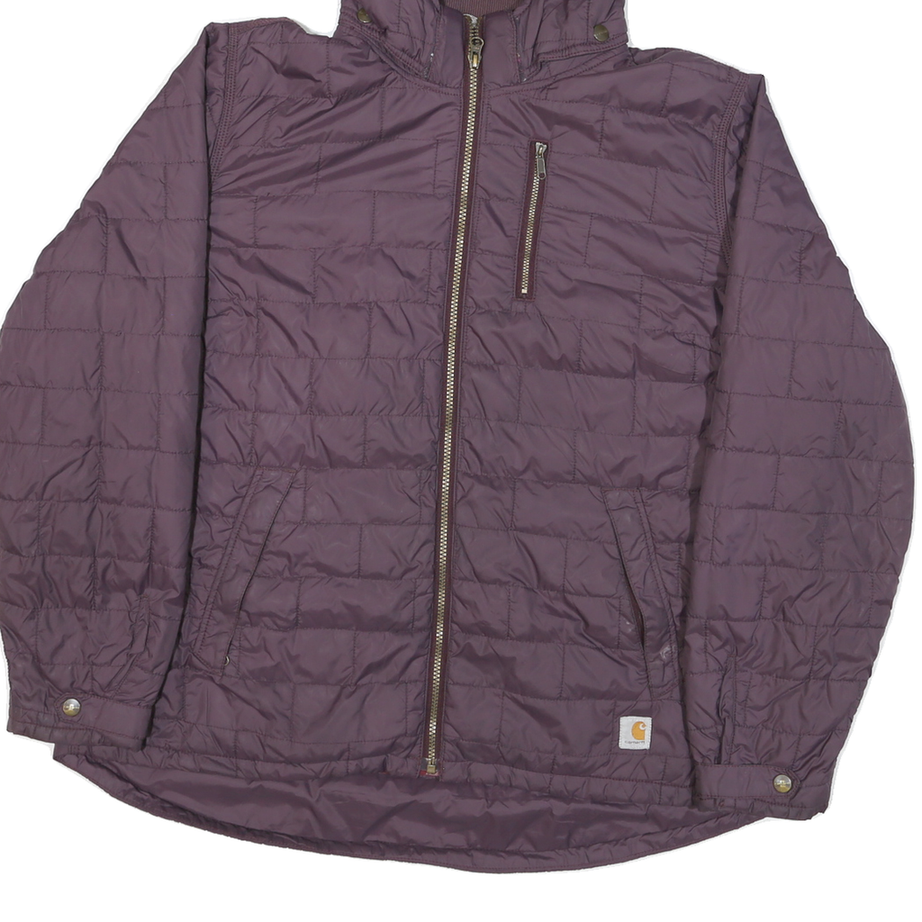 CARHARTT Mens Purple Quilted Jacket XL Polyester Blend Zip Hooded Casual
