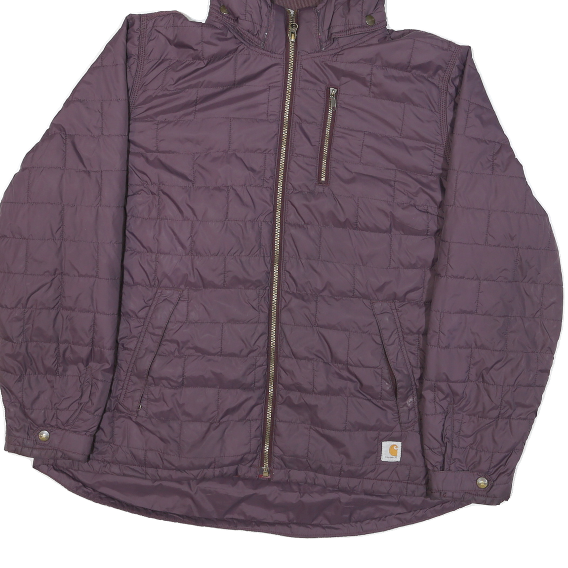 CARHARTT Mens Purple Quilted Jacket XL Polyester Blend Zip Hooded Casual