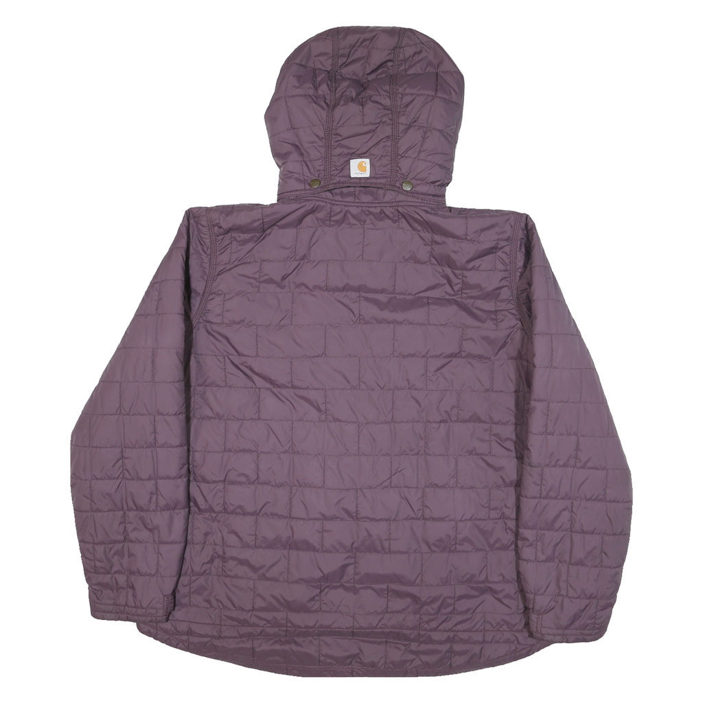 CARHARTT Mens Purple Quilted Jacket XL Polyester Blend Zip Hooded Casual