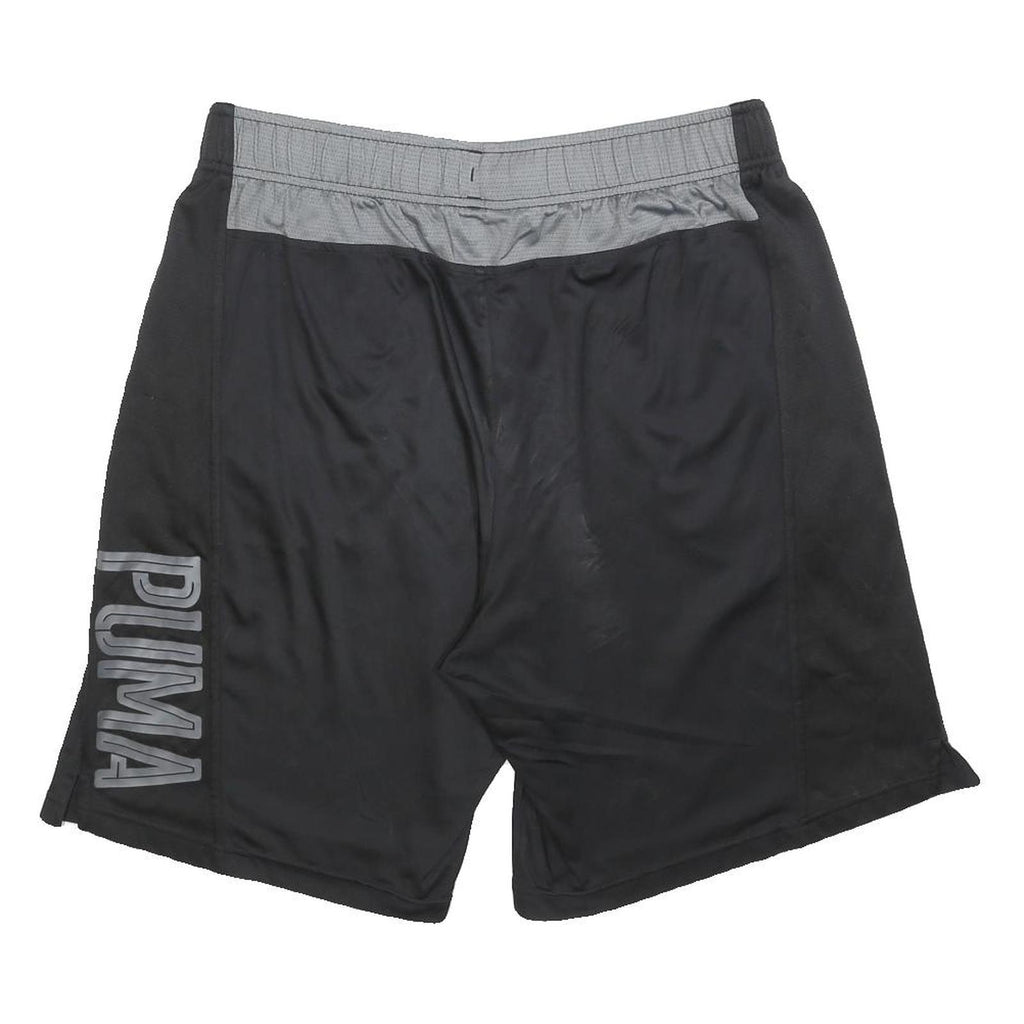 PUMA Mens Black Casual Shorts L W34 Polyester Blend Sports Logo