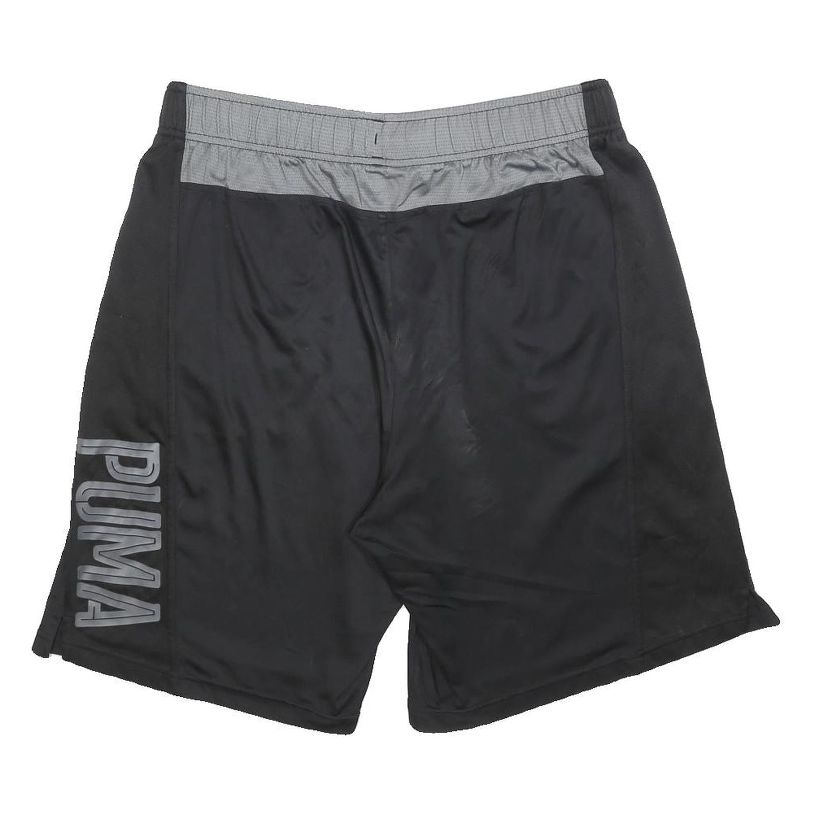 PUMA Mens Black Casual Shorts L W34 Polyester Blend Sports Logo