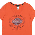 HARLEY DAVIDSON Womens Orange Graphic T-Shirt XL Short Sleeve Scoop Neck Cotton