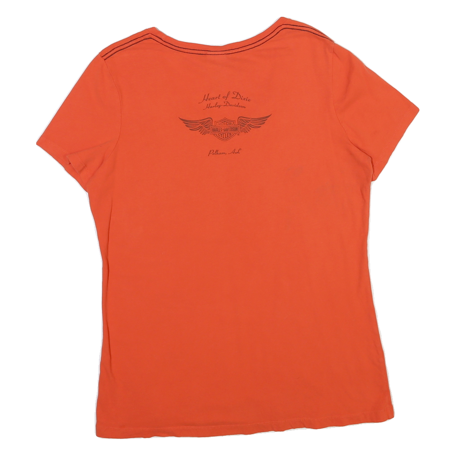 HARLEY DAVIDSON Womens Orange Graphic T-Shirt XL Short Sleeve Scoop Neck Cotton