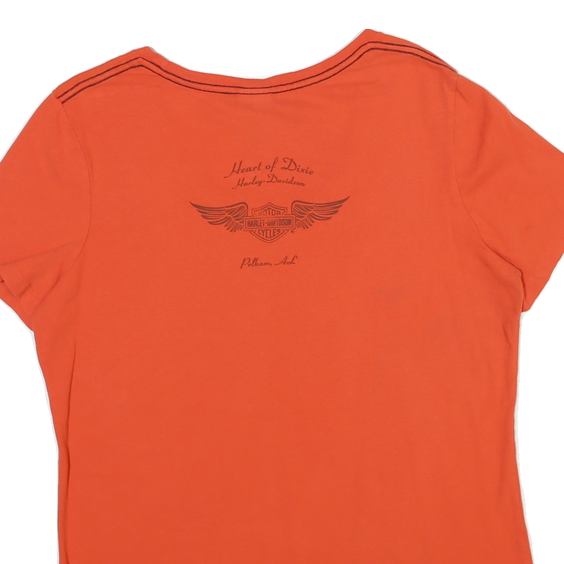 HARLEY DAVIDSON Womens Orange Graphic T-Shirt XL Short Sleeve Scoop Neck Cotton