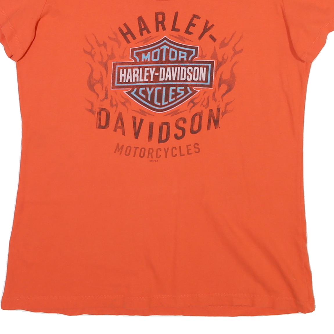 HARLEY DAVIDSON Womens Orange Graphic T-Shirt XL Short Sleeve Scoop Neck Cotton