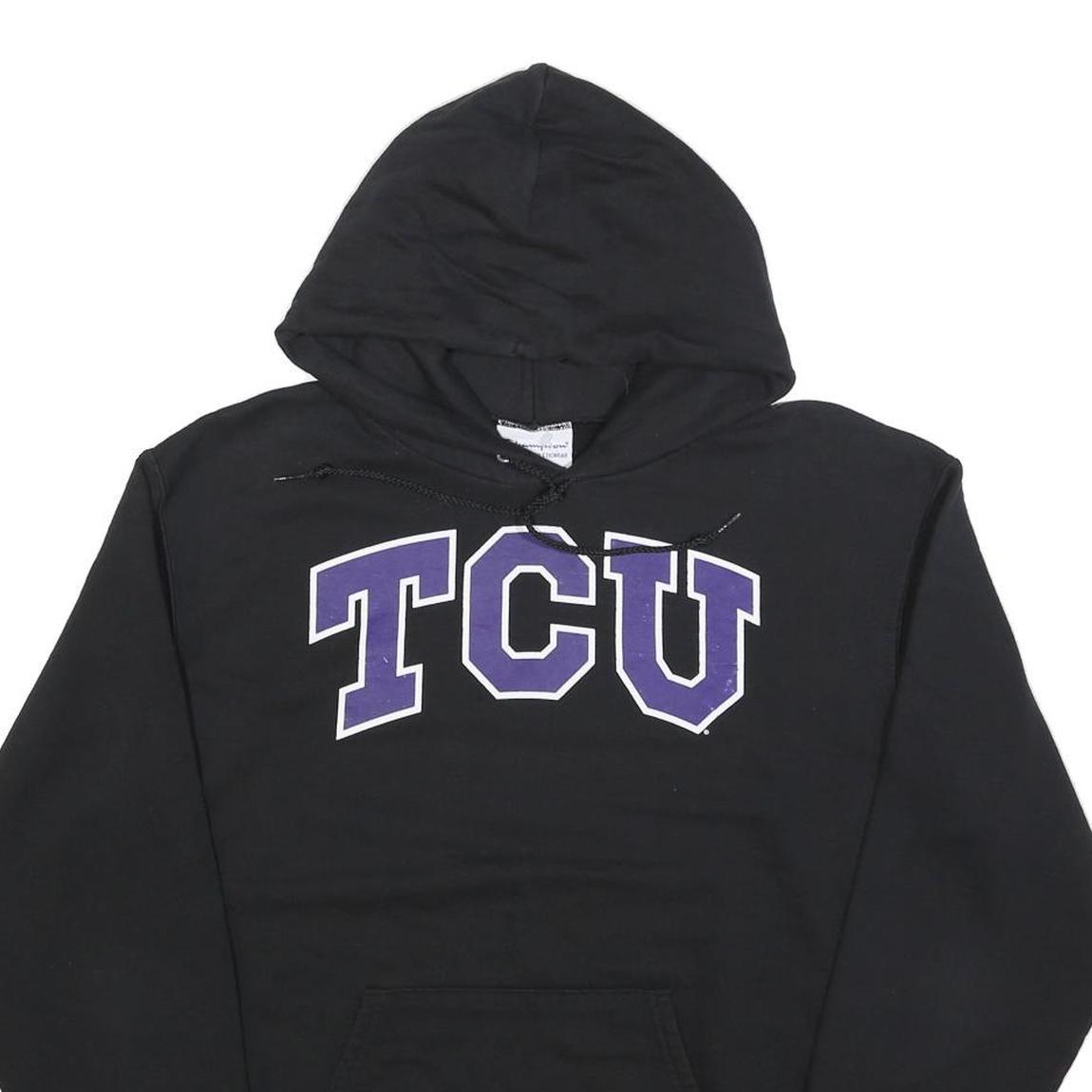 CHAMPION Mens Black TCU Pullover Hoodie M Cotton Blend Casual Sweatshirt