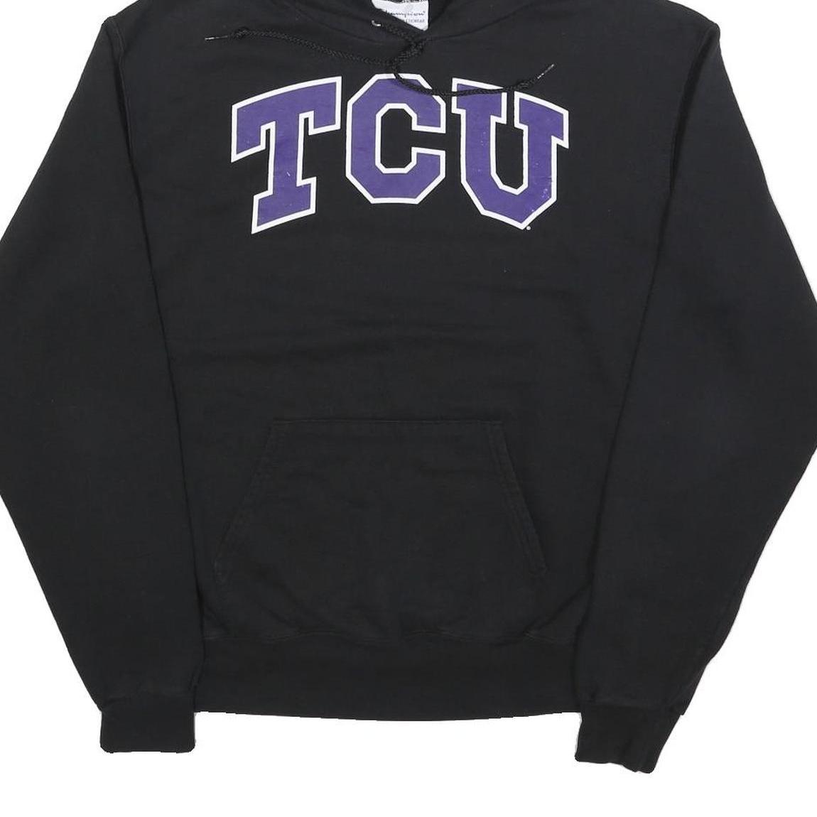 CHAMPION Mens Black TCU Pullover Hoodie M Cotton Blend Casual Sweatshirt