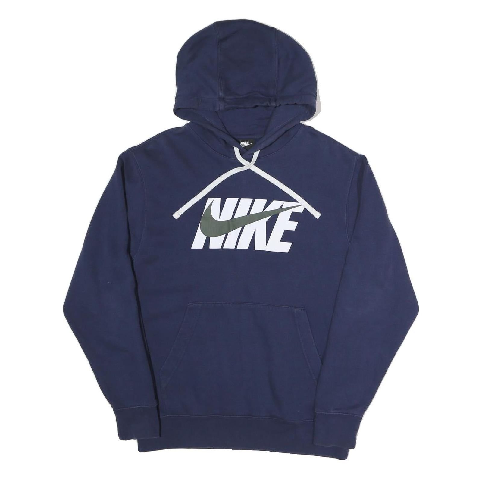NIKE Mens Navy Hoodie S Cotton Blend Pullover Casual Sportswear