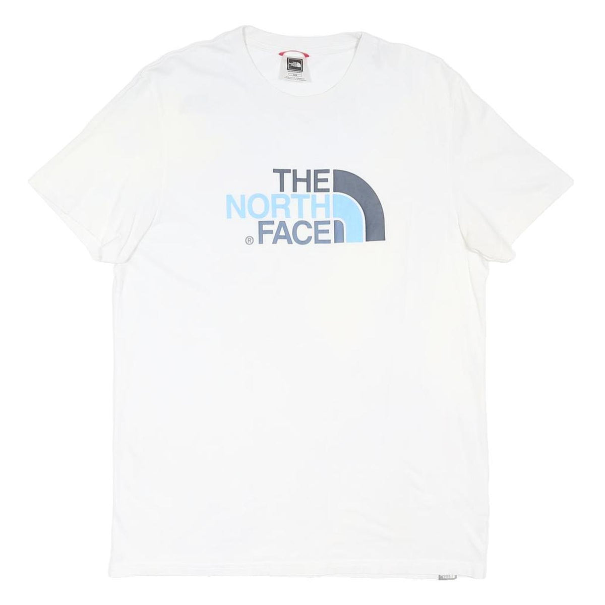 THE NORTH FACE Mens White & Blue Logo Graphic T-Shirt M Short Sleeve Crew Neck