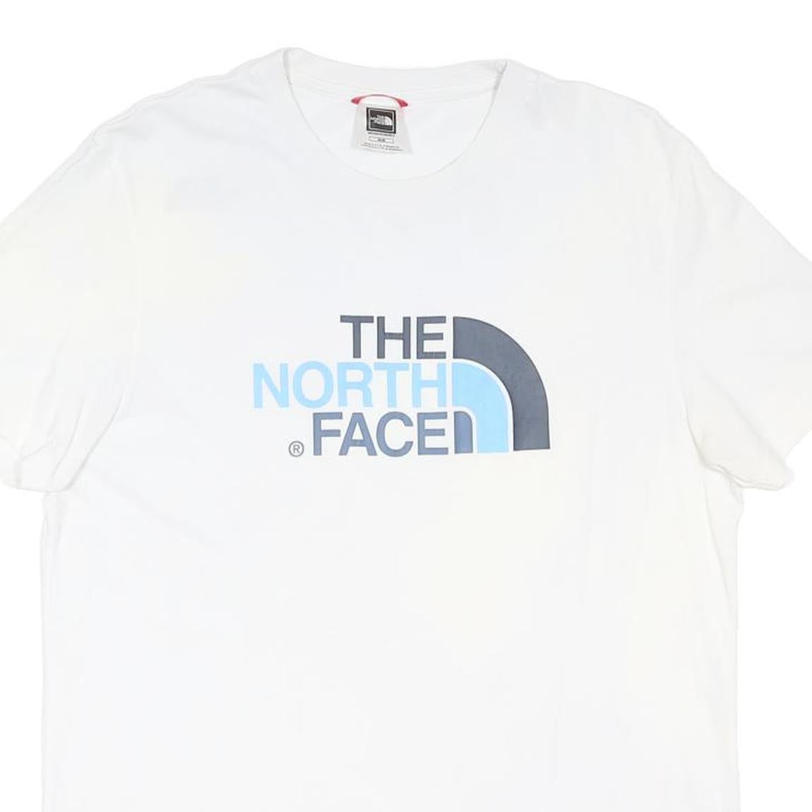 THE NORTH FACE Mens White & Blue Logo Graphic T-Shirt M Short Sleeve Crew Neck
